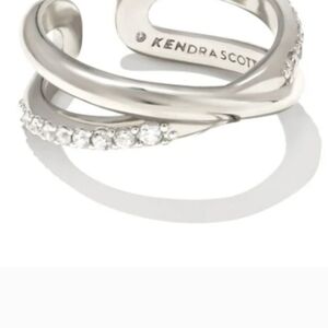 Kendra Scott Silver Crossover Ring with Crystal Accents